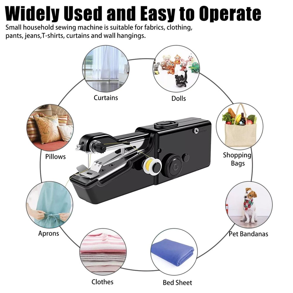 1Set Handheld Mini Sewing Machine Stitch Electric Compact Tool w/ Accessories