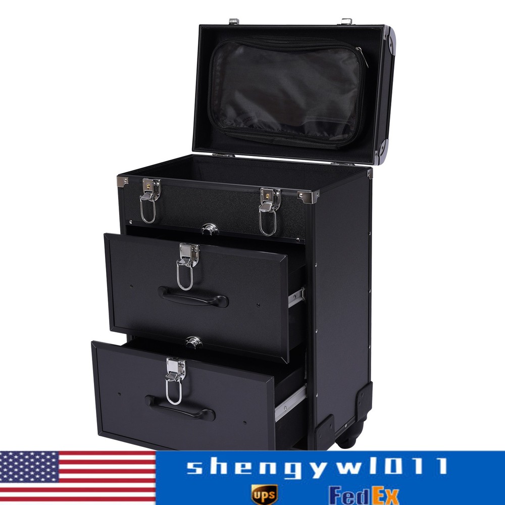 Professional Rolling Makeup Train Case Cosmetic Trolley Makeup Storage Organizer