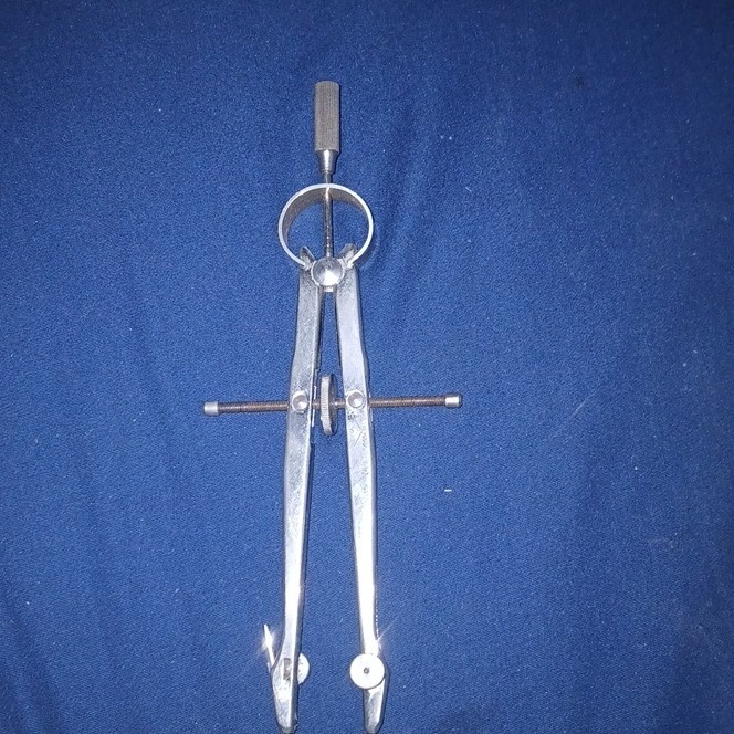 Vintage Metal Drafting Compass with Adjustable Arms