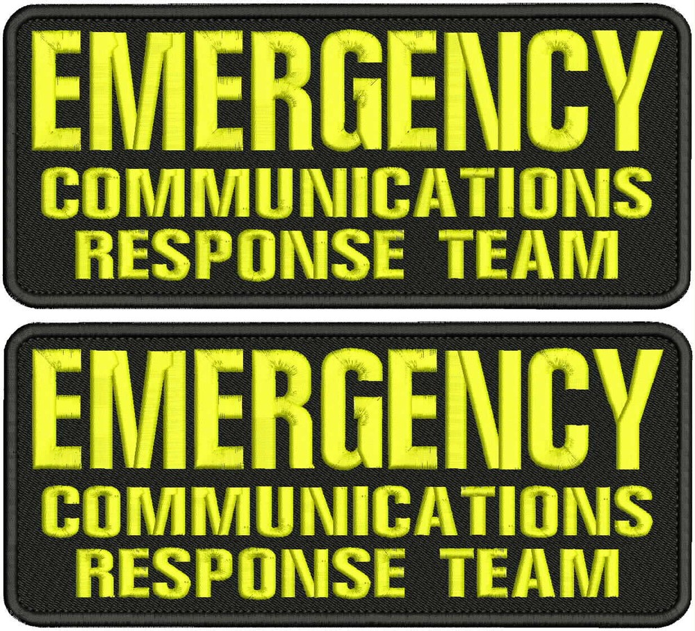 E COMMUNICATIONS RESPONSE TEAM EMB PATCH 4X10 HOOK ON BACK BLK/YELLOW