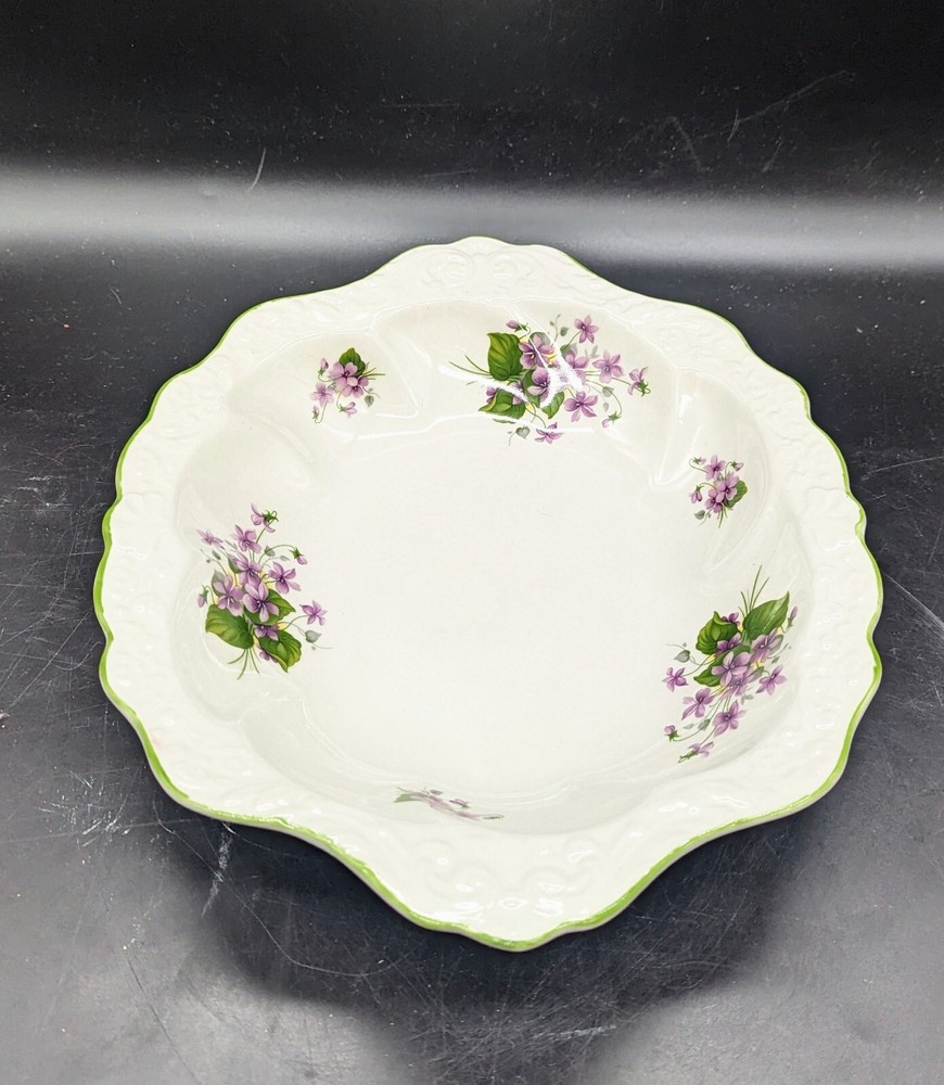 Vintage James Kent Old Foley Rectangular Handled Serving Dish Flower Violet 12"