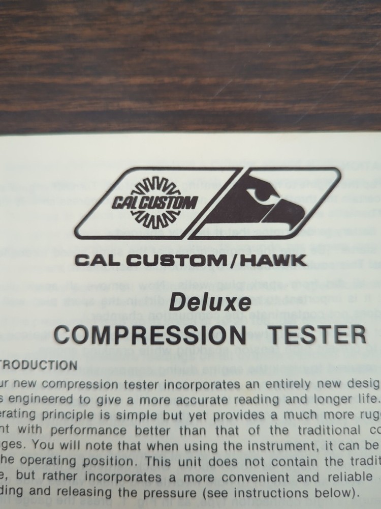 Cal Custom Hawk Operating Instructions Manual For Tachometer Compression Timing