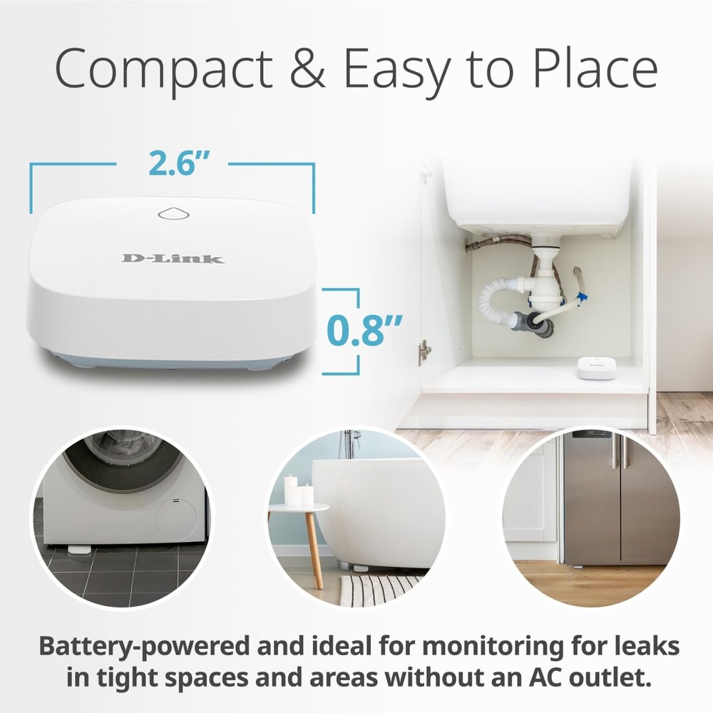 D-Link Water Leak Sensor Remote Battery Powered Long-Range Compatible SW-A11KT S