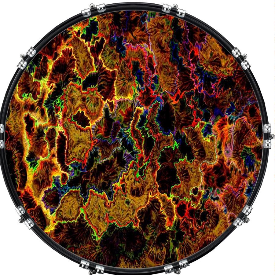 Custom 22"  Aquarian Kick Bass Drum Head Graphical Image Front Skin Abstract 36