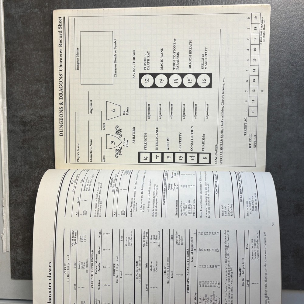 D&D Dungeons & Dragons TSR Players Manual