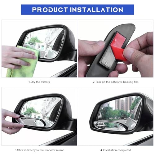 2 PCS Blind Spot Mirror, Adjustable Wide Angle Convex Side Rearview Mirrors,