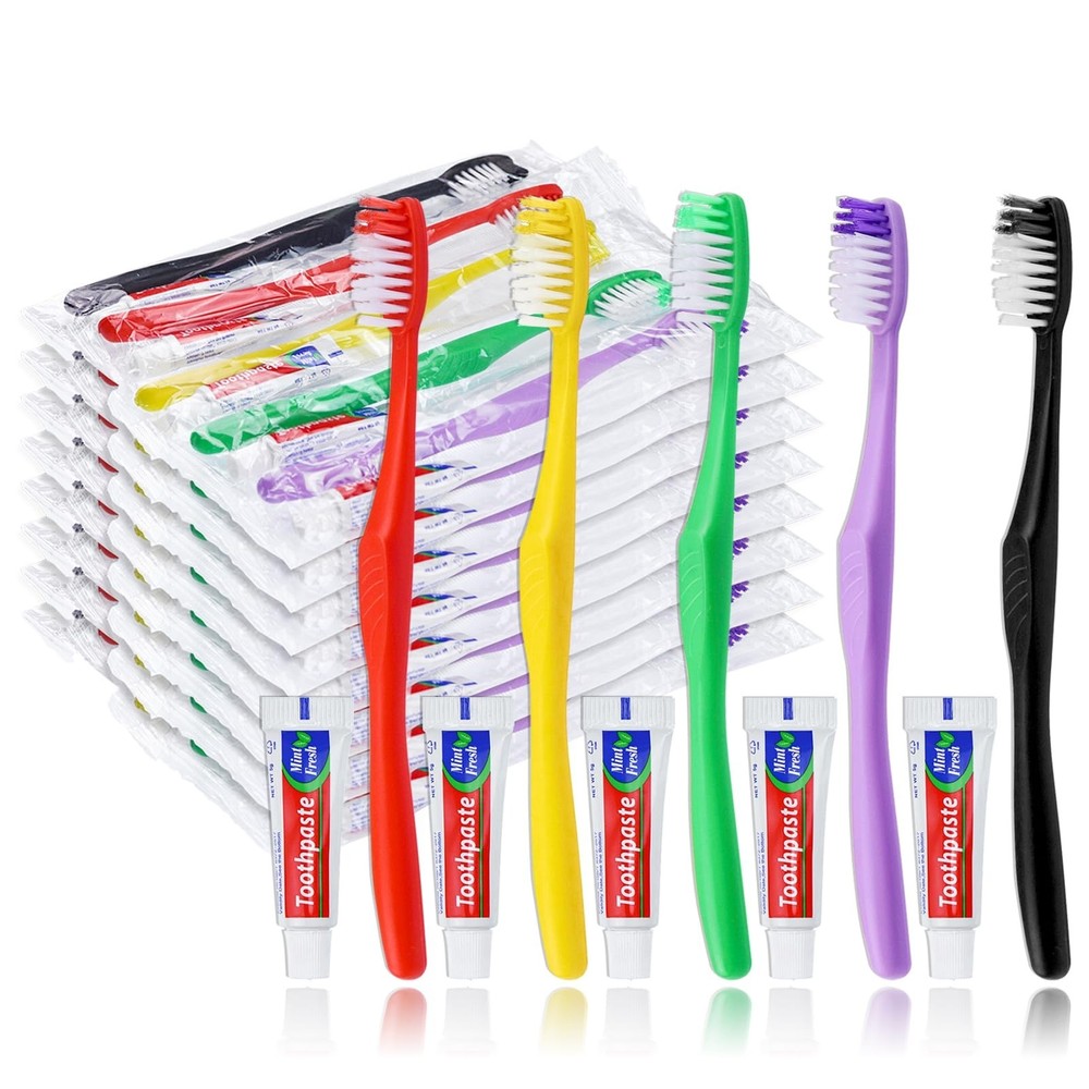 30pcs Disposable Toothbrushes with Toothpaste,Single Use Toothbrush with Toot...