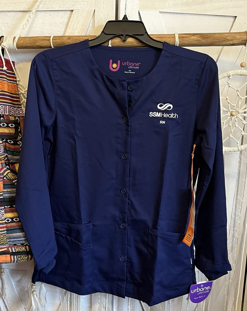 SSM Health RN Scrub Jacket Navy Blue Size Small