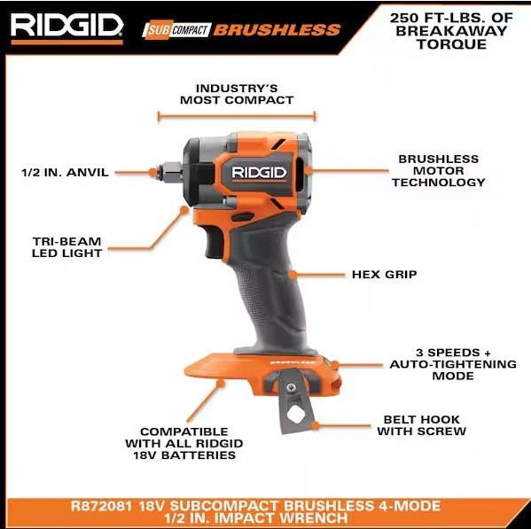 Ridgid 18V SubCompact Brushless 2-Tool Combo ~ TOOL ONLY