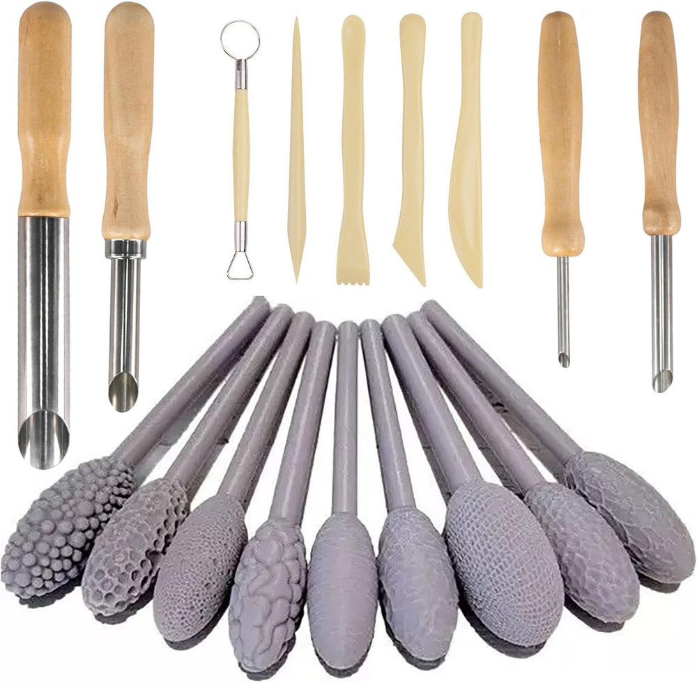 Clay Texture Roller for Art Projects,5/9/18Pcs Modeling Pattern Rollers Kit, Sin
