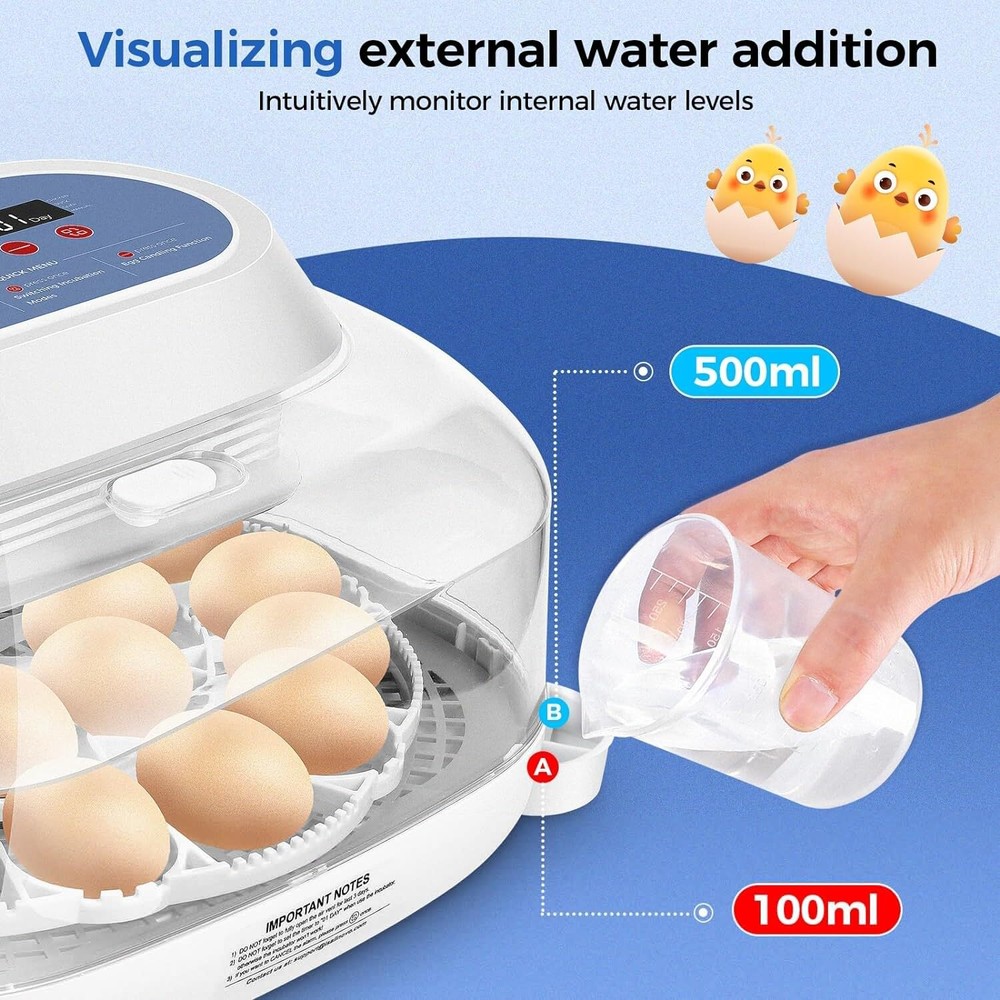 24 Eggs Incubators w/Automatic Egg Turning, Egg Candling &Humidity Display NEW!