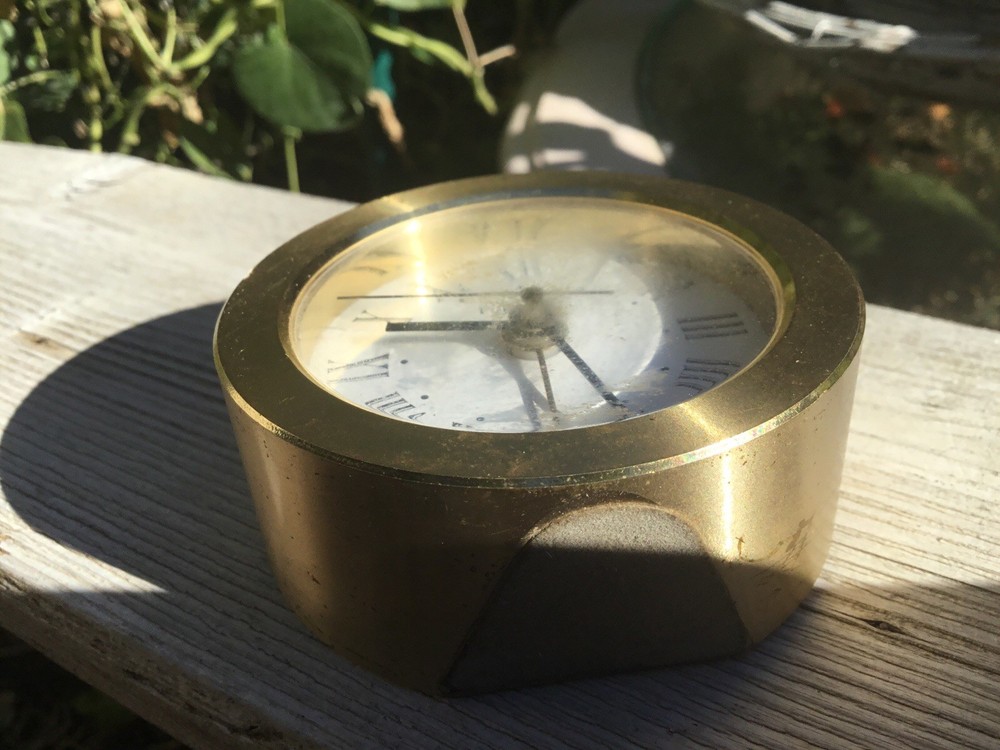 Tiffany & Co Solid Brass Desk Alarm Clock Germany 2.25"
