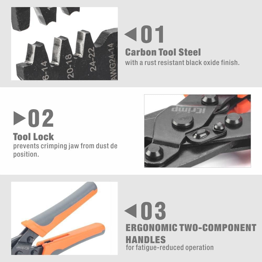 iCrimp Open Barrel Terminal Crimping Tool for Molex Style DELPHI AMP Orange