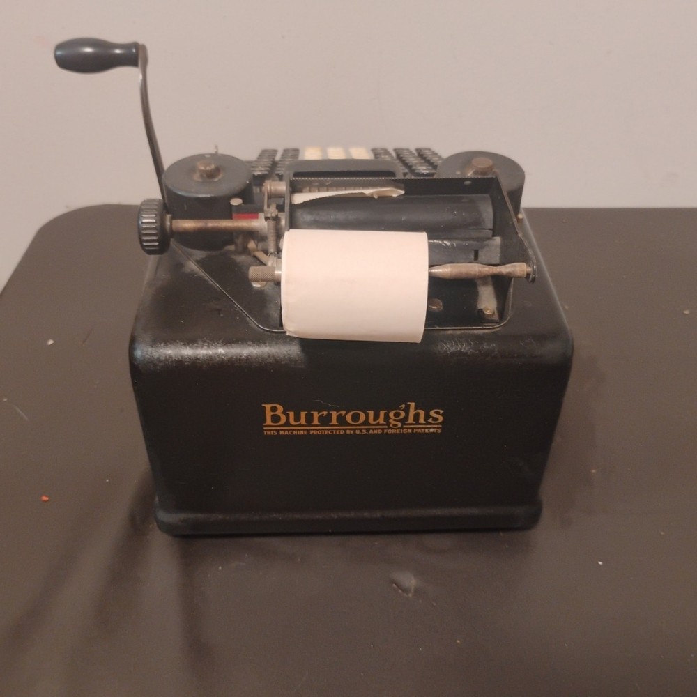 Vtg Burroughs Mechanical Adding Machine W/ Subtract Function. 9-1280608