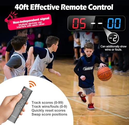 Large 15.2" Digital Scoreboard - LED Timer Clock, Remote Control, Game Score Kee