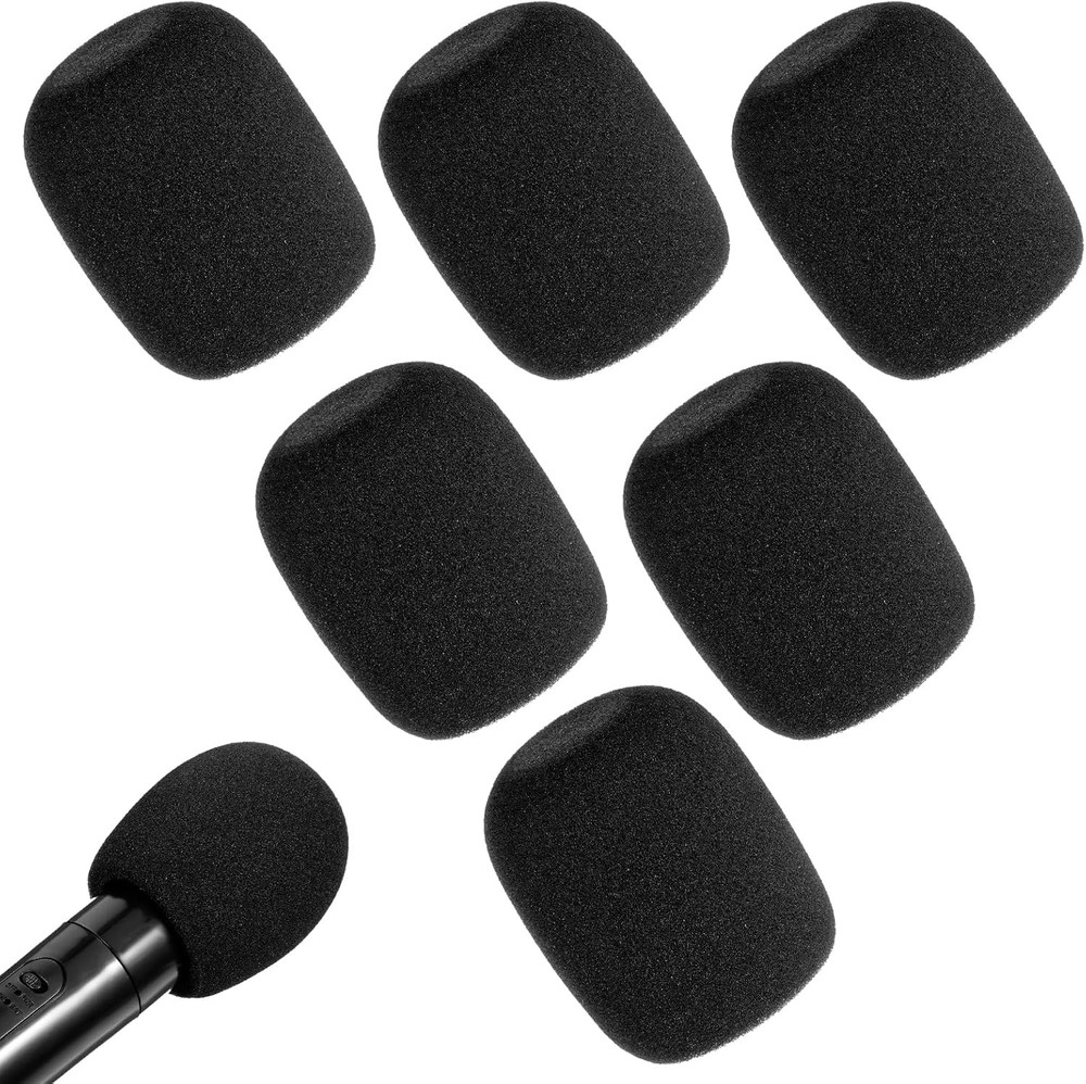 Microphone Cover, 6PCS Foam Mic Covers Black Microphone Windscreen Pop Filter Co
