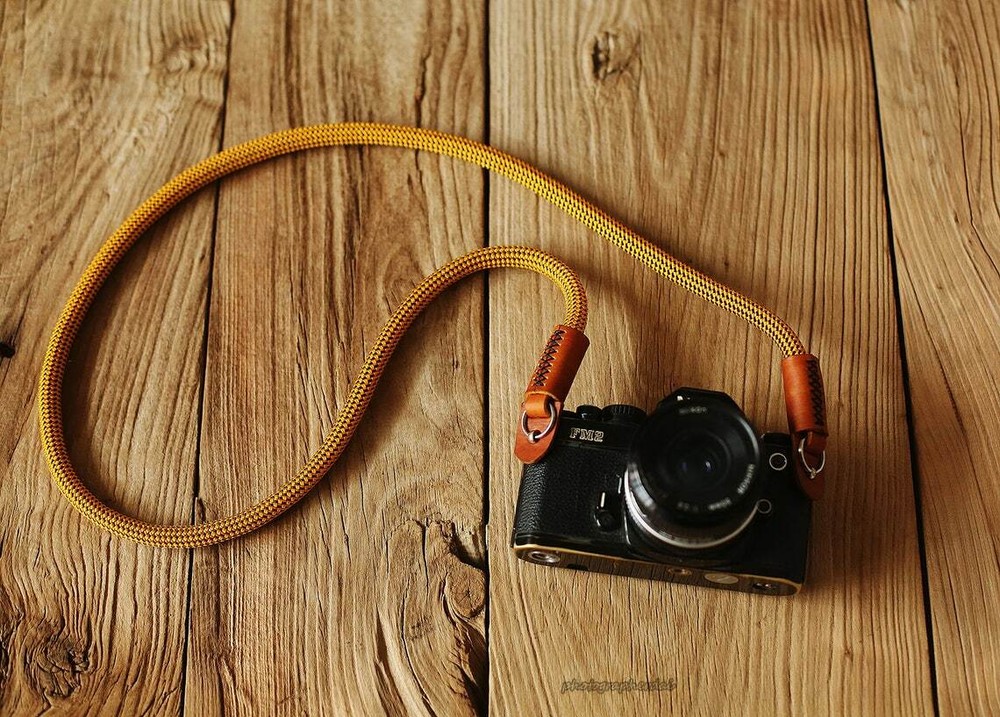 Golden climbing rope 10mm handmade camera strap