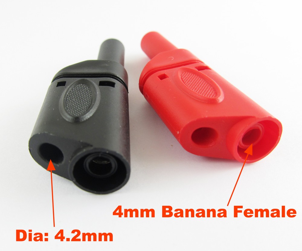 2pcs Hard Plastic Full Seal Insulated Stackable 4mm Banana Plug 54mm Red Black
