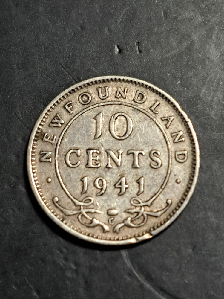1941 C NEWFOUNDLAND  10 CENT COIN  .925 SILVER PB347