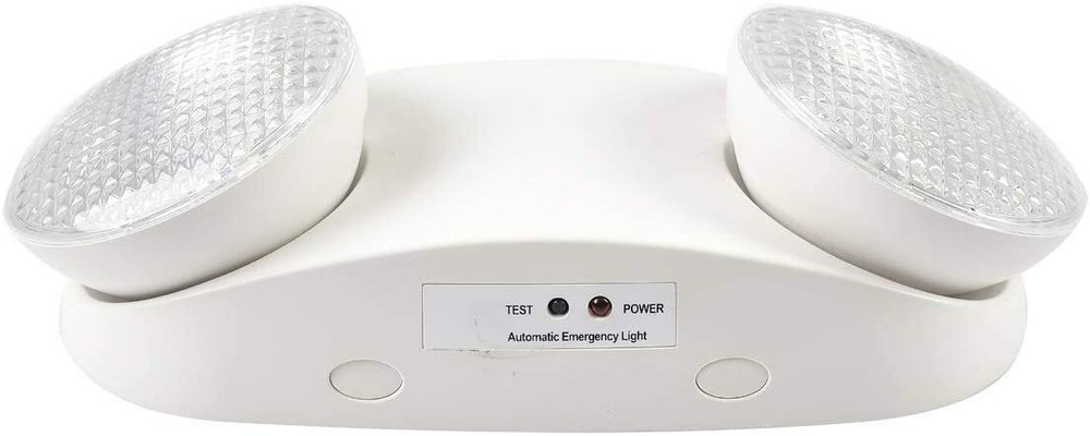 LED Emergency Light White, Exit Sign Light Adjustable Dual Head Battery Back-up