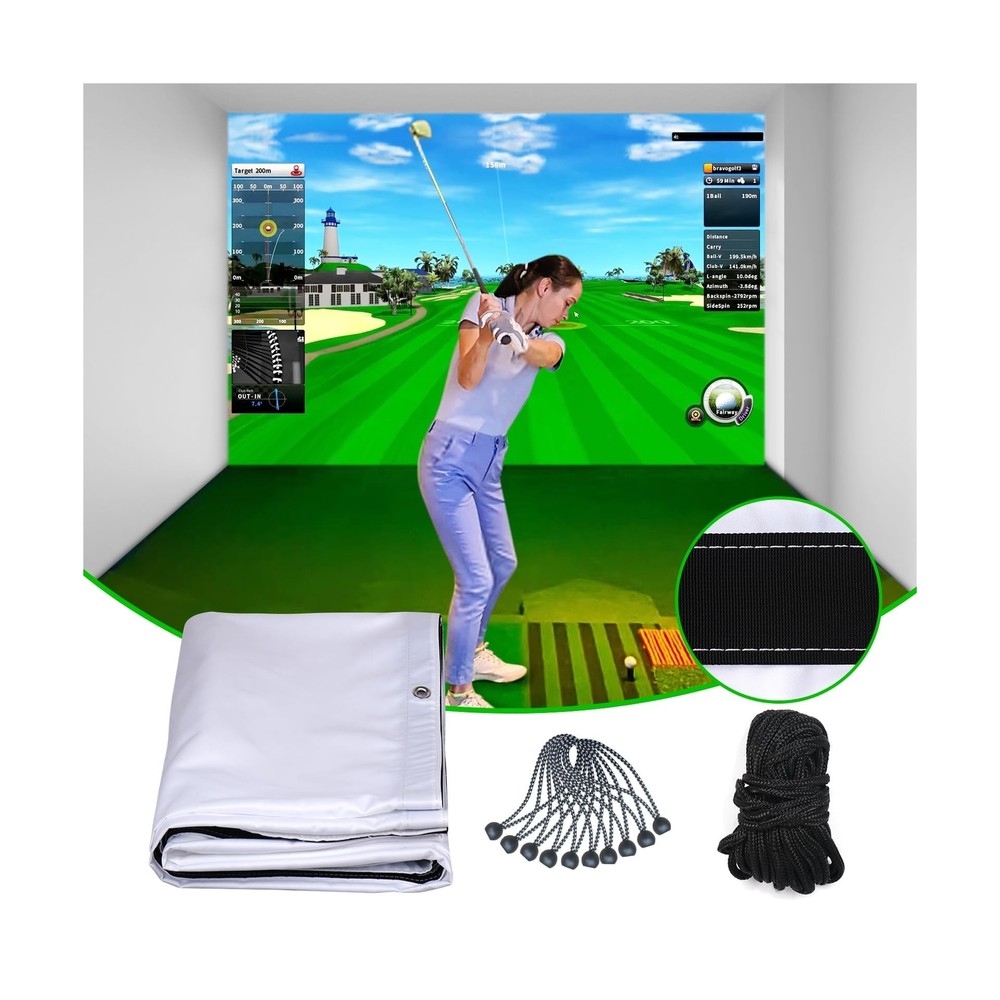 Golf Impact Screen,Thicker Golf Simulator Impact Screen with Probe and Snap H...