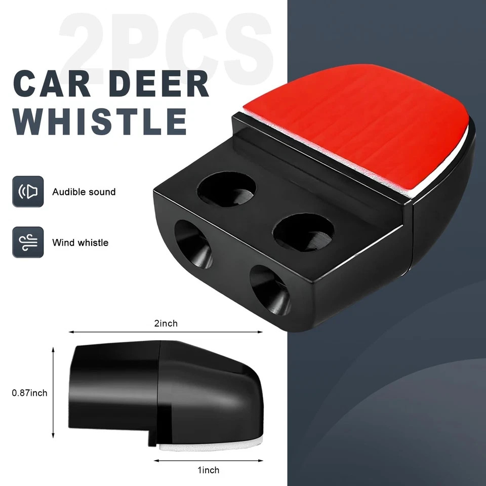 2 Pcs Dual Construction Deer Warning Whistle Devices with Adhesive Tapes