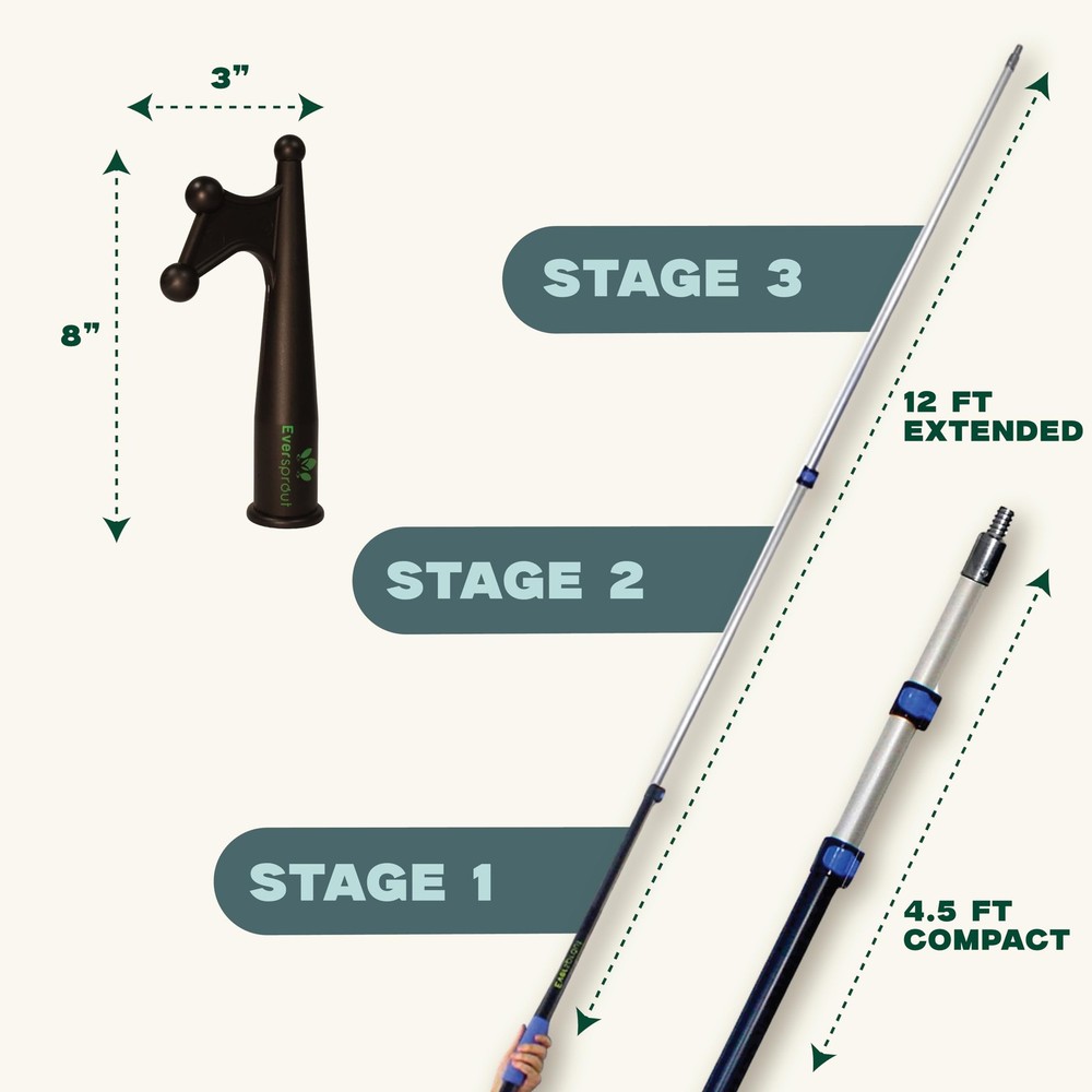 EVERSPROUT 1.5-to-3ft Durable Telescoping Boat Hook – 3' Pole, Blue