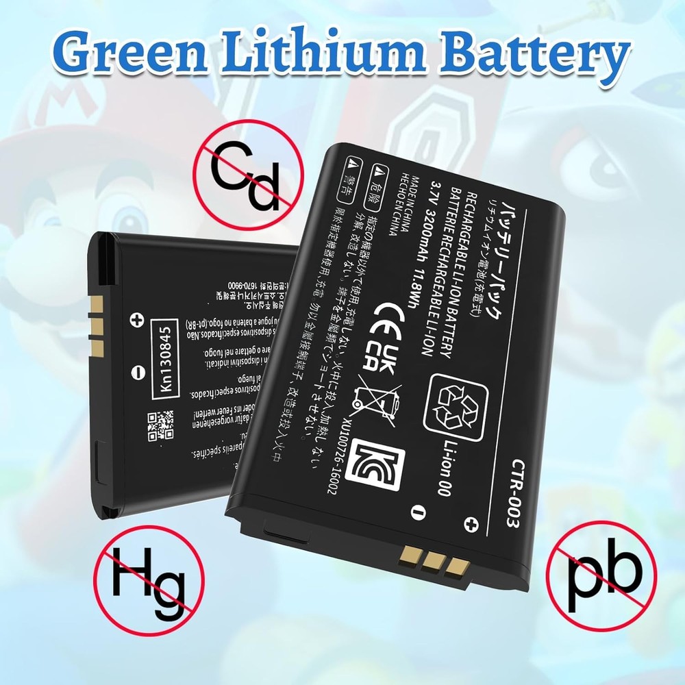 2 Pack 3DS Battery Pack 3200mAh 2026 New Upgraded CTR 003 Battery Replacement