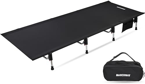 Lightweight Folding Tent Camping Cot Bed with Lever Lock, Easy Setup Black