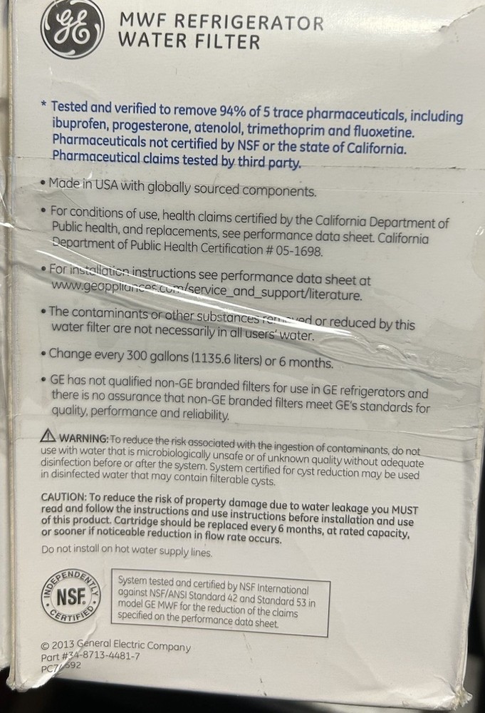 GE MWF Genuine Smart Water Filter, 3 PACK