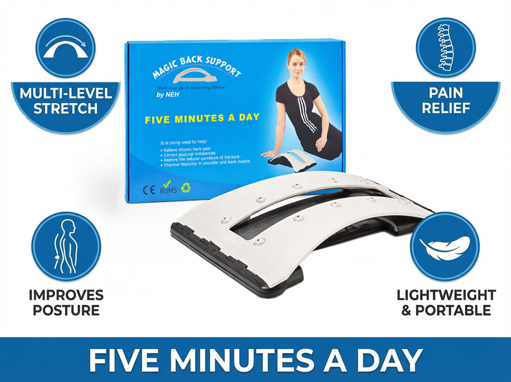 Magic Back Support Multi-Level Back Stretcher Lumbar Pain Relief Posture Correct