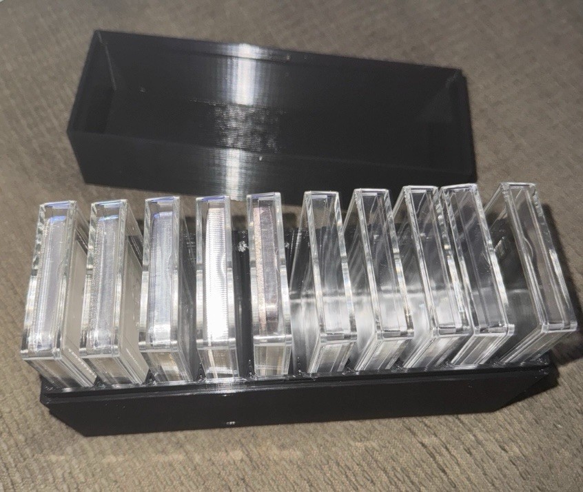 3DP Black Storage Box Holds 20x 10 oz Silver Bars In COINSTACK THICK Capsules