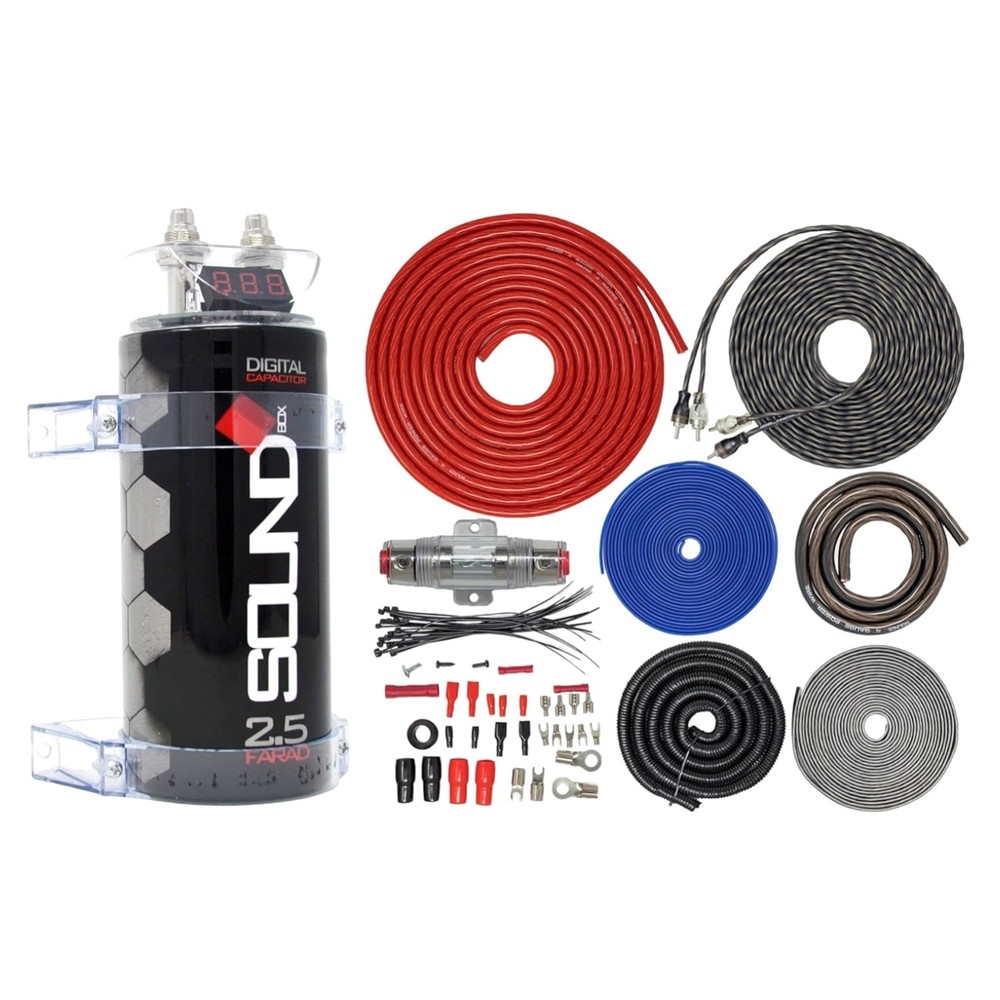 All-in-One 4 Gauge Amp Install Kit & Digital Capacitor