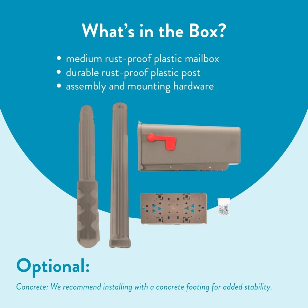 Architectural Mailboxes Newbury Plastic, Medium, Mailbox and Post Kit in Mocha