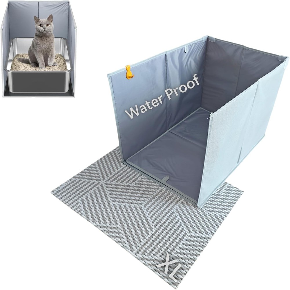 Extra-Large Cat Litter Box Enclosure with Leak-Proof Mat