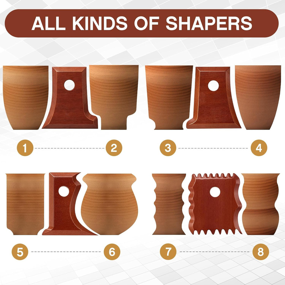 7 Pcs Pottery Tools Pottery Foot Shaper Trimming Tools Profile Rib Bundle Foo...