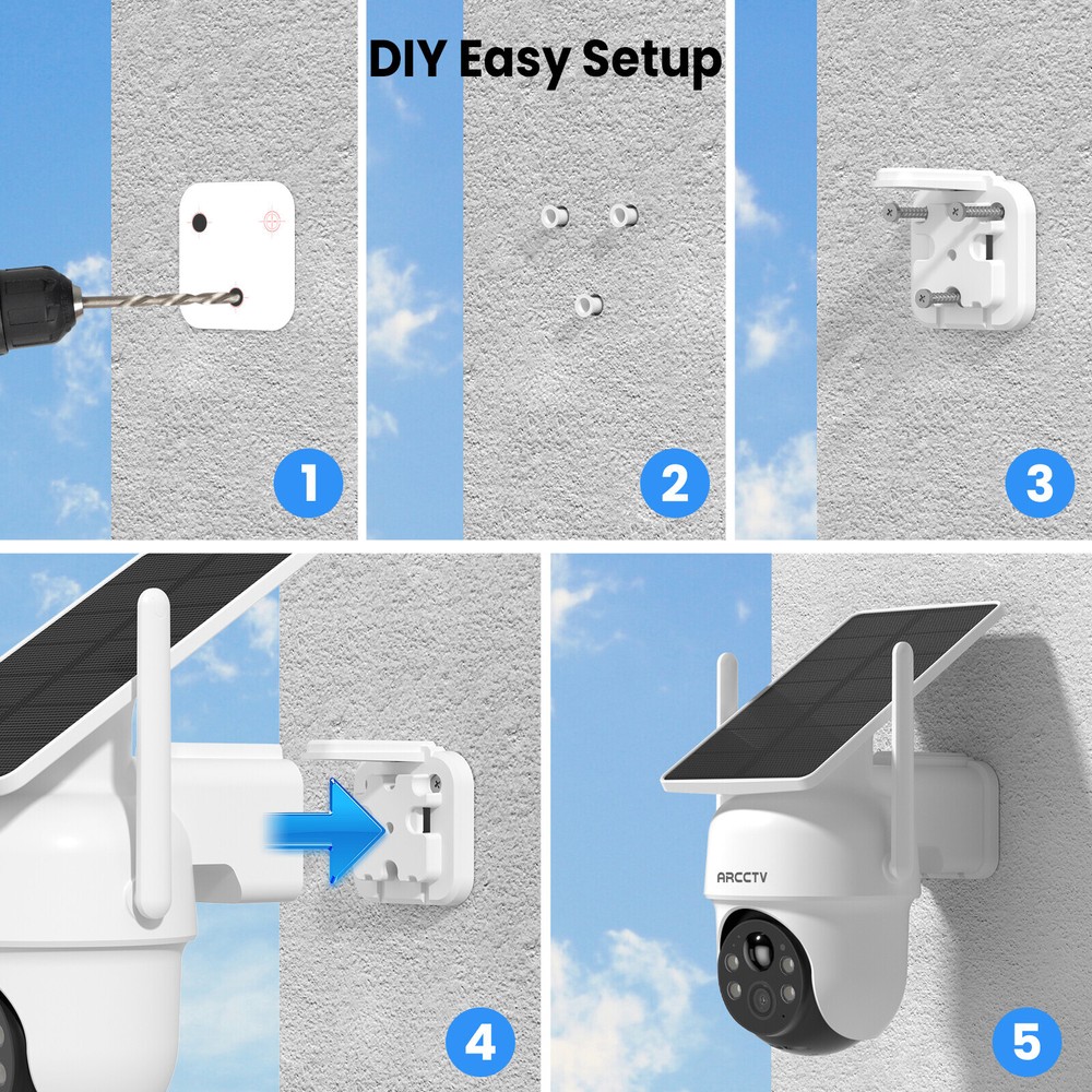 ARCCTV 4MP HD WiFi6 Wireless Solar Battery Powered Security Camera System 4-Pack