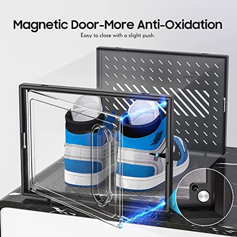 X-Large Stackable Shoe Storage Box W/ Magnetic Door 12 Pack Clear Organizer New