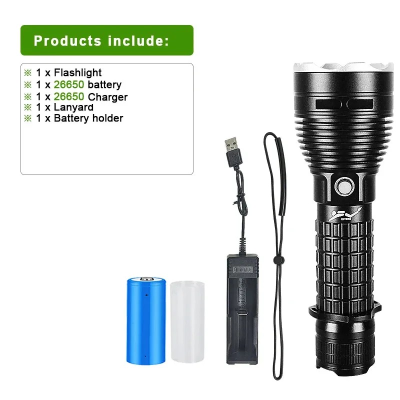 Powerful Underwater Dive Torch Rechargeable IP8 Waterproof Scuba Flashlight
