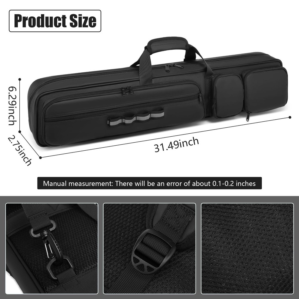 Pool Cue Case 4x4, Soft Padded Pool Stick Case,Pool Stick Case with Multiple ...