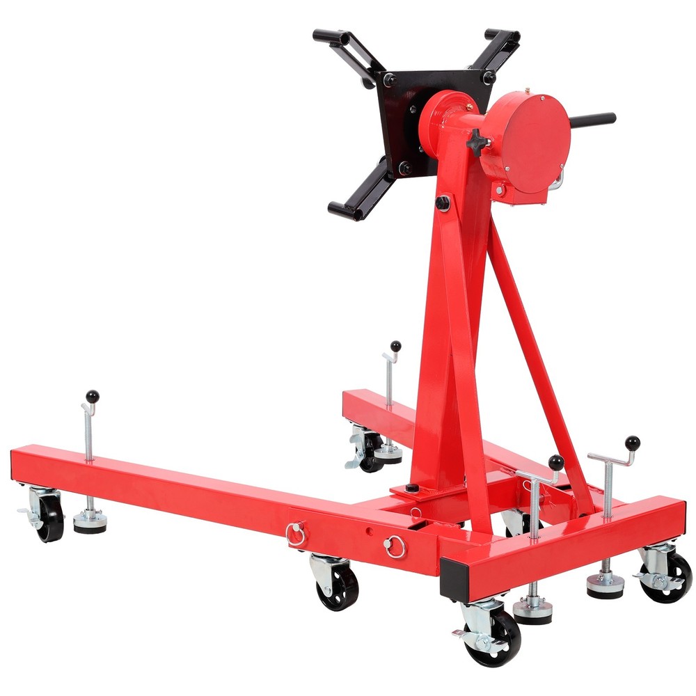 1500lbs Folding Engine Stand - 360° Rotating Head, Red
