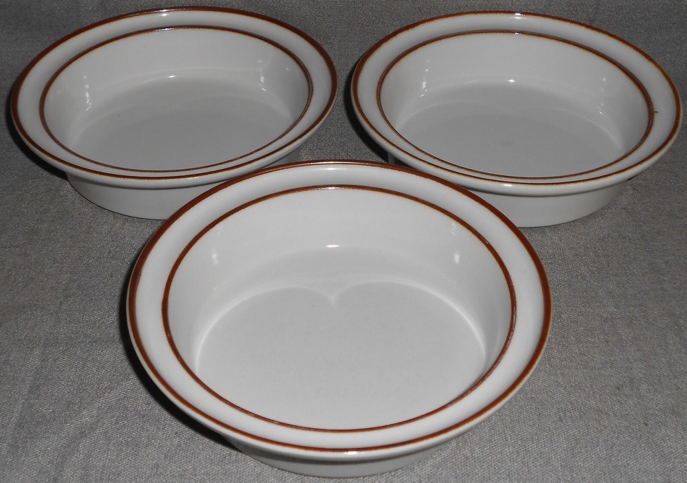 Set (3) Sango STOCKHOLM BROWN PATTERN Rim Cereal Bowls