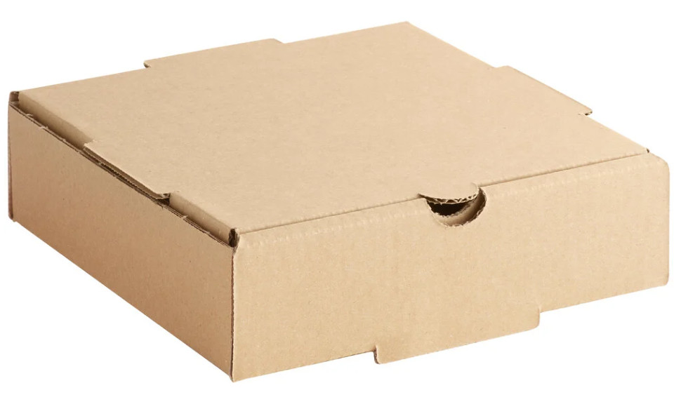 50/Case 7" x 7" x 2" Corrugated Plain Pizza Box Kraft Square Cafe Design
