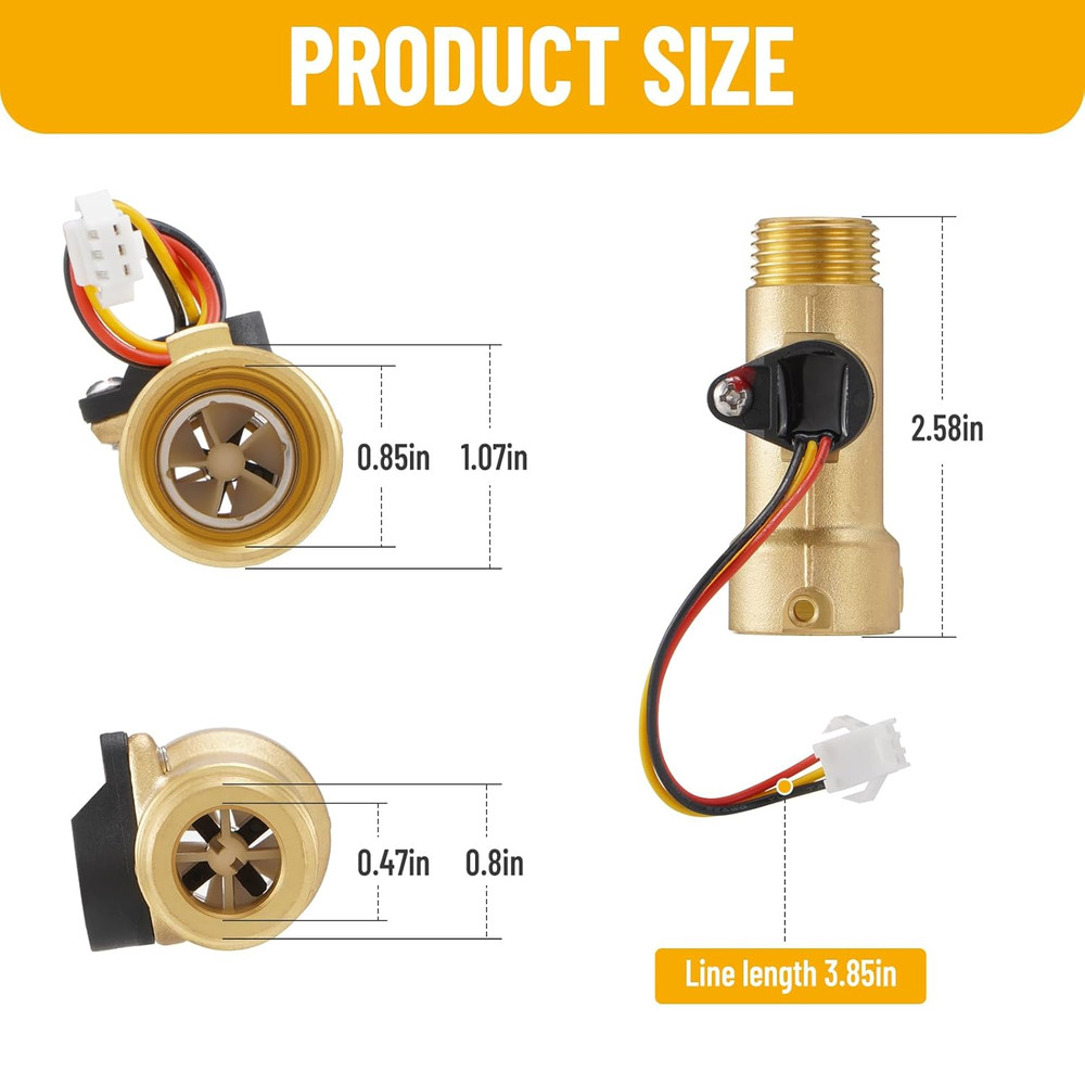 Water Flow Sensor 2GWH-24 Compatible with Girard GSWH-2 Tankless Water Heater 20