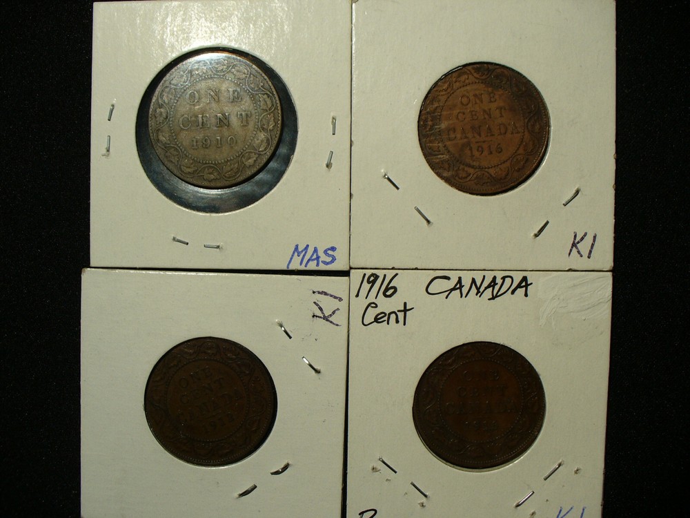 Four Vintage Canada Large Cents