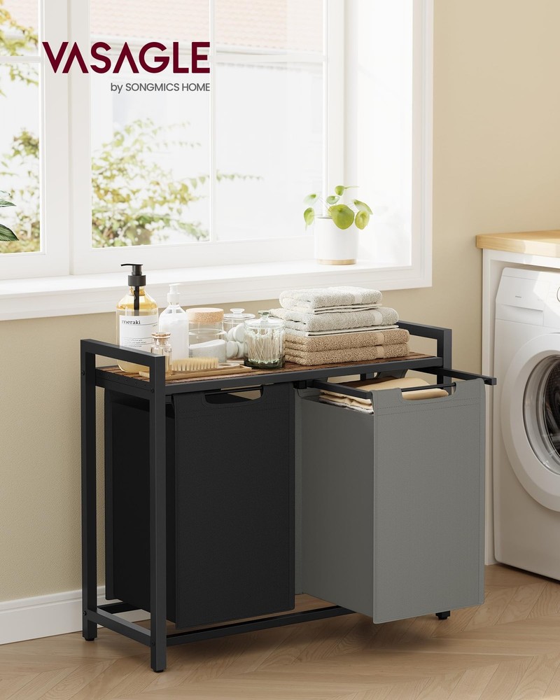 Laundry Hamper, Laundry Basket, Laundry Sorter with 2 Pull-Out and Removable ...