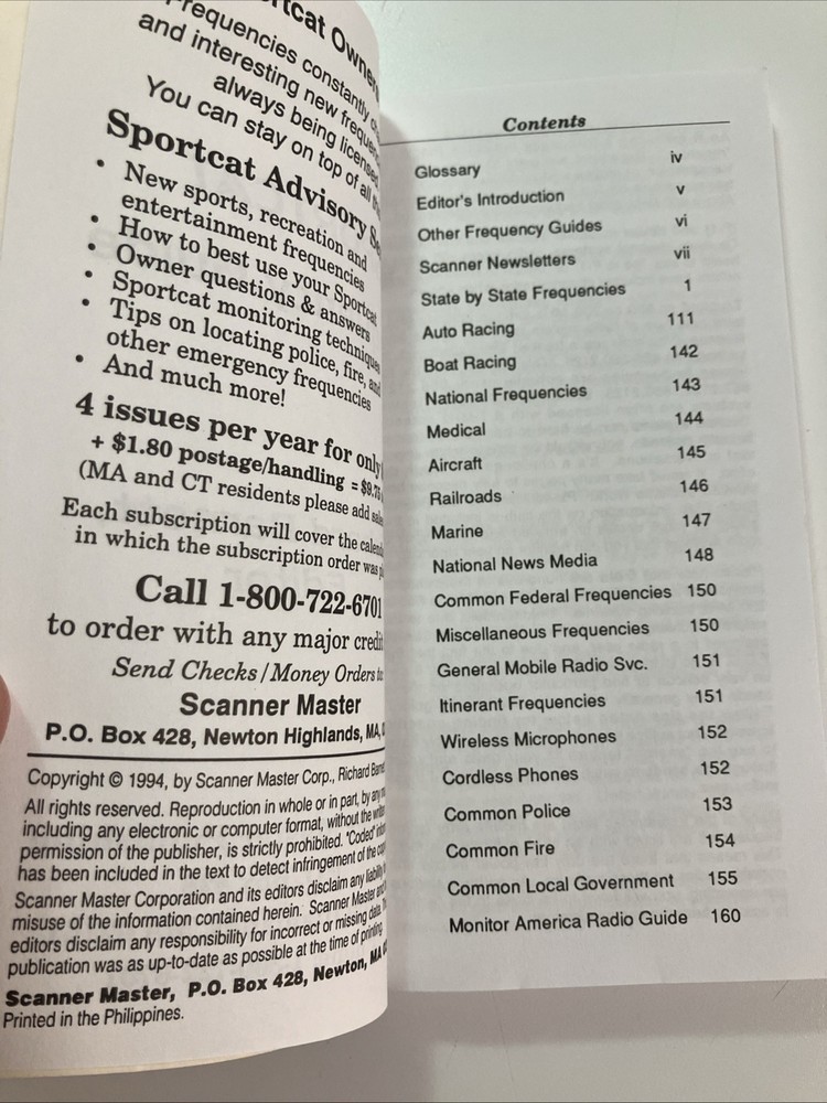 1994 Uniden Bearcat SportCat Frequency Guide