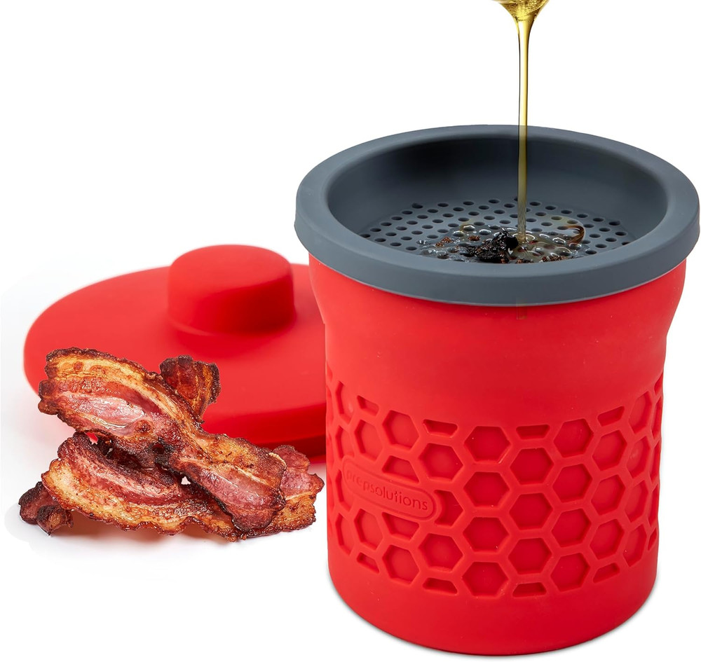 Prep Solutions Heat-Resistant Silicone Grease Strainer & Keeper - 2 Cup Capacity