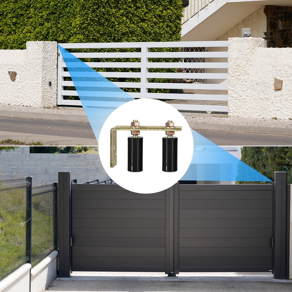 Slide Gate Guide Roller with L Post Bracket 3" Dual Nylon Rollers Black New