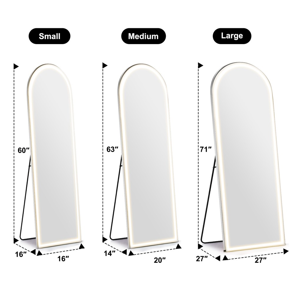 Arched LED vertical mirror, available cold light, warm light, and natural light